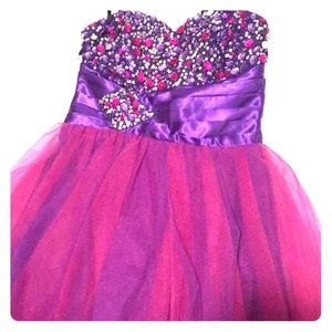 Deb PROM dress dance short 3 4 purple pink